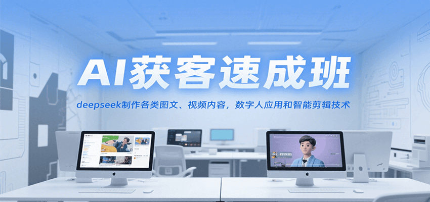 AI获客速成班，deepseek制作各类图文、视频内容，数字人应用和智能剪辑技术-快名资源网