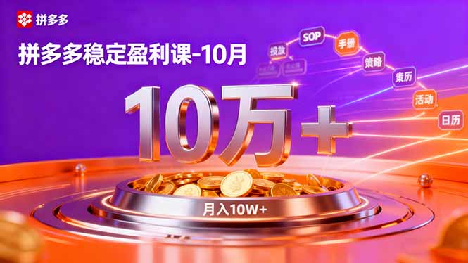 拼多多稳定盈利课-10月，强付费SOP+微付费高投产+活动矩阵，单店月入10万+-快名资源网