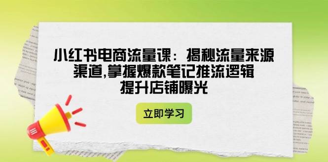 小红书电商流量课：揭秘流量来源渠道,掌握爆款笔记推流逻辑,提升店铺曝光-快名资源网