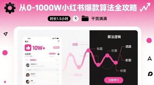 从0-1000W小红书爆款算法全攻略，时长1.5小时，干货满满-快名资源网