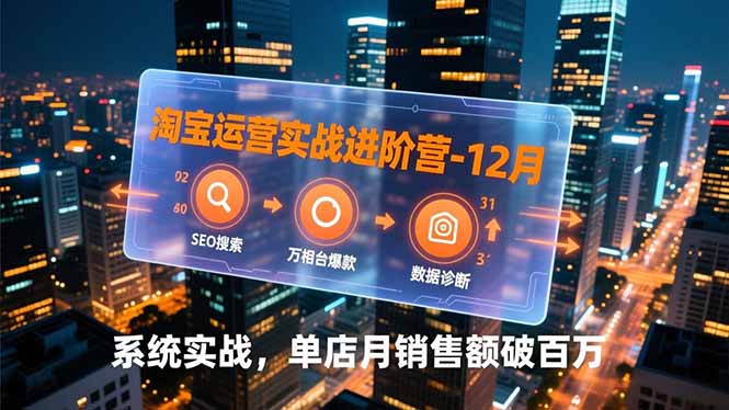 淘宝运营实战进阶营-12月：SEO搜索、万相台爆款、数据诊断，系统实战，单店月销售额破百万-快名资源网