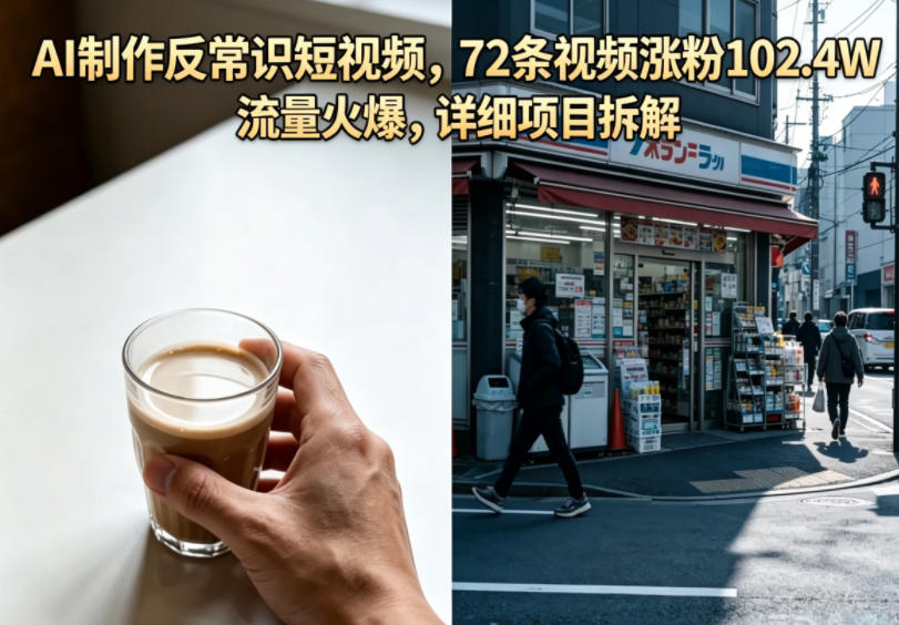 AI制作反常识短视频，72条视频涨粉102.4W，流量火爆，详细项目拆解-快名资源网