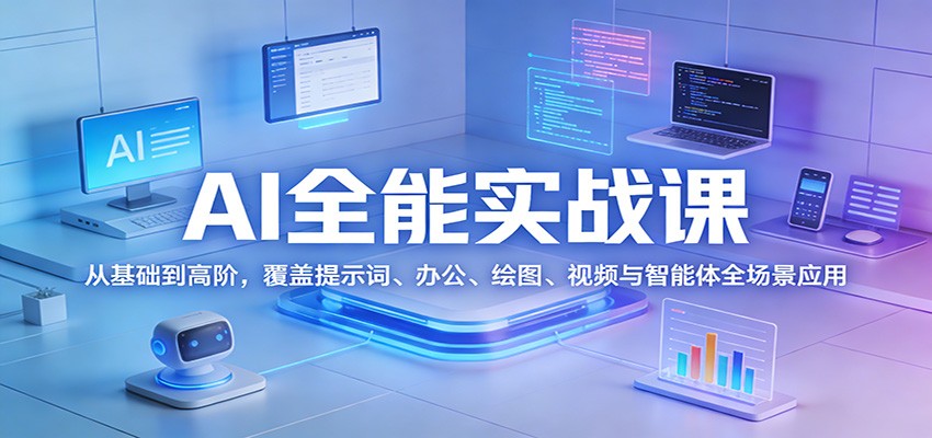 AI全能实战课：从基础到高阶，覆盖提示词、办公、绘图、视频与智能体全场景应用-快名资源网