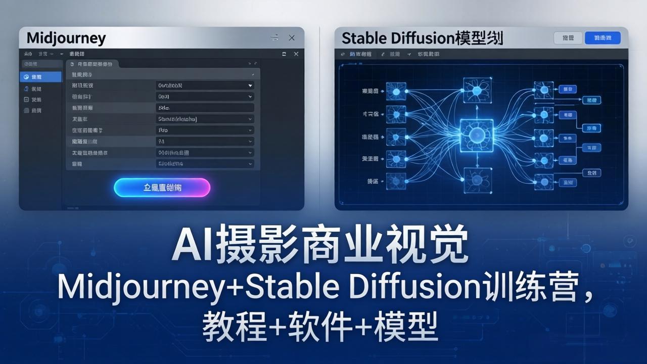 AI摄影商业视觉Midjourney+Stable Diffusion训练营，教程+软件+模型-快名资源网