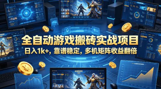 全自动游戏搬砖实战项目，日入1k+，靠谱稳定，多机矩阵收益翻倍【揭秘】-快名资源网