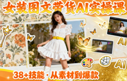女装图文带货的AI实操课，覆盖38个实用技能，快速提升素材制作效率-快名资源网