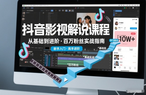 抖音百万粉丝影视解说课程，基础到进阶课，适合新手和进阶学习-快名资源网