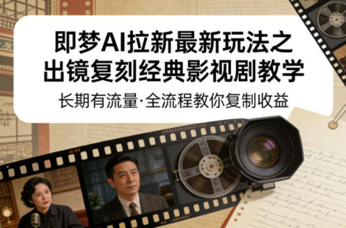 即梦AI拉新最新玩法之出镜复刻经典影视剧教学，长期有流量，全流程教你复制收益-快名资源网