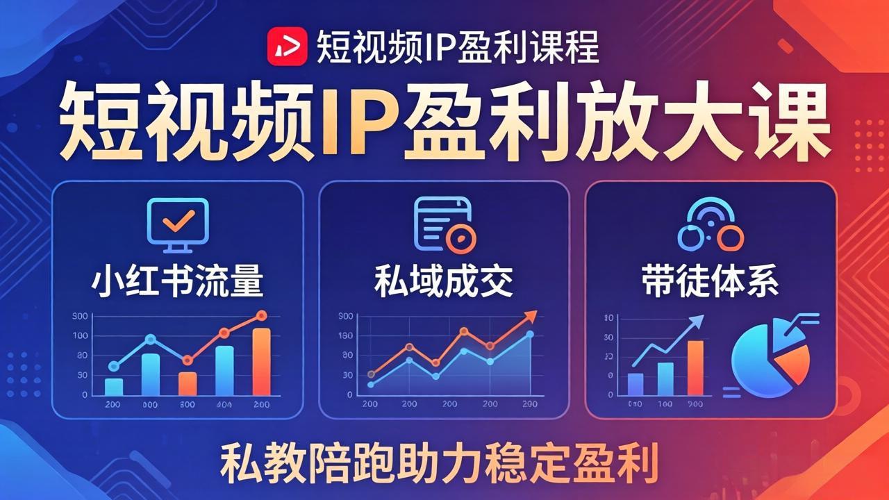 短视频IP盈利放大课：小红书流量+私域成交+带徒体系，私教陪跑助力稳定盈利-快名资源网