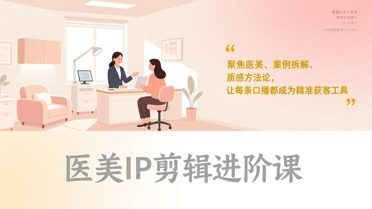 医美IP剪辑进阶课，聚焦医美、案例拆解、质感方法论，让每条口播都成为精准获客工具-快名资源网