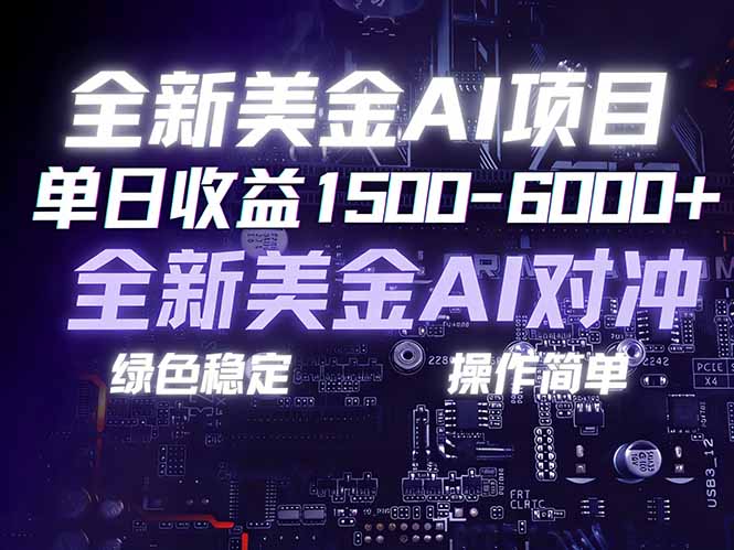 美金AI对冲项目，日入1500-6000+，绿色稳定，操作简单，创业副业首选，可批量放大-快名资源网
