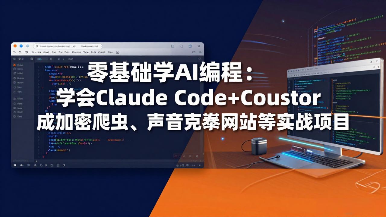 零基础学AI编程：学会Claude Code+Cursor完成加密爬虫、声音克隆网站等实战项目-快名资源网