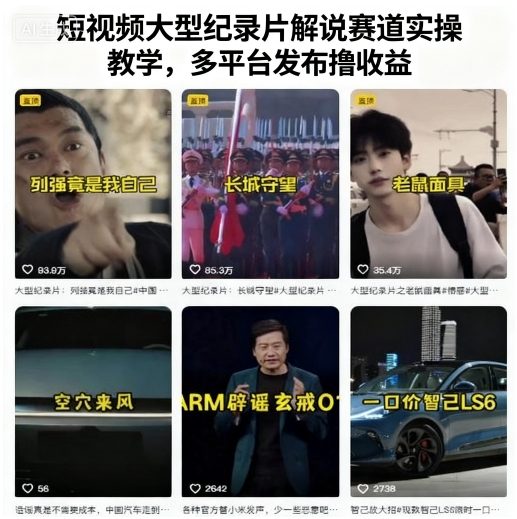 短视频大型纪录片解说赛道实操教学，多平台发布撸收益-青虫资源网