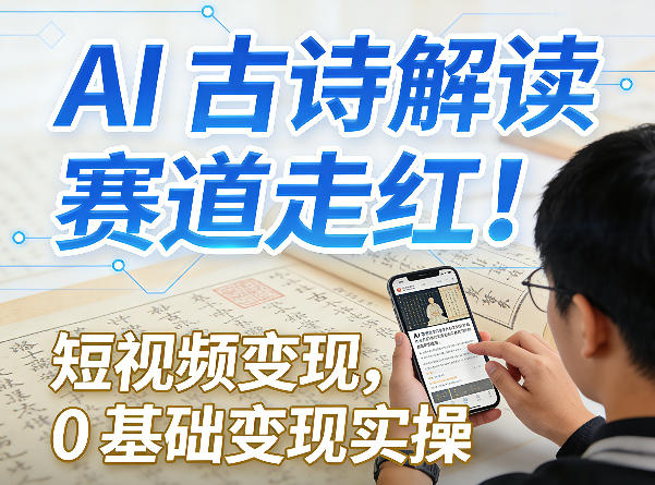 AI古诗解读赛道走红！短视频变现，0基础变现实操-快名资源网