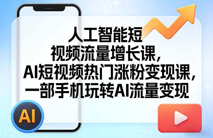 人工智能短视频流量增长课，AI短视频热门涨粉变现课，一部手机玩转AI流量变现-快名资源网