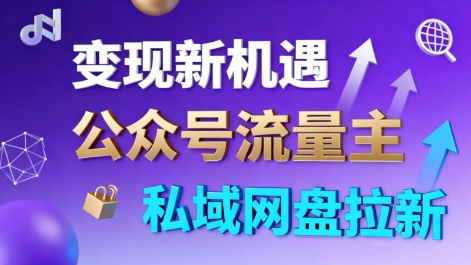 公众号流量主+私域网盘拉新，多方式变现，简单易上手，当天就有收益-快名资源网