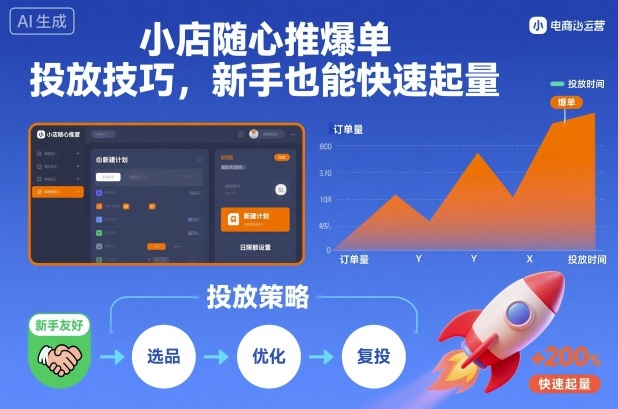 小店随心推爆单投放技巧，新手也能快速起量-快名资源网