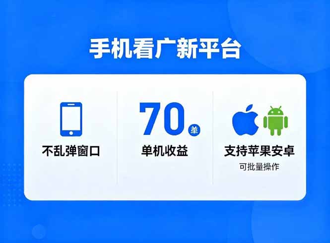 看广新平台，不乱弹窗口，单机做到了70加，支持苹果和安卓可批量，做到了日入1万+-快名资源网
