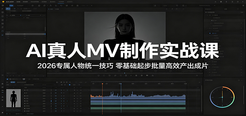 AI真人MV制作实战课：2026专属人物统一技巧，零基础起步批量高效产出成片-青虫资源网