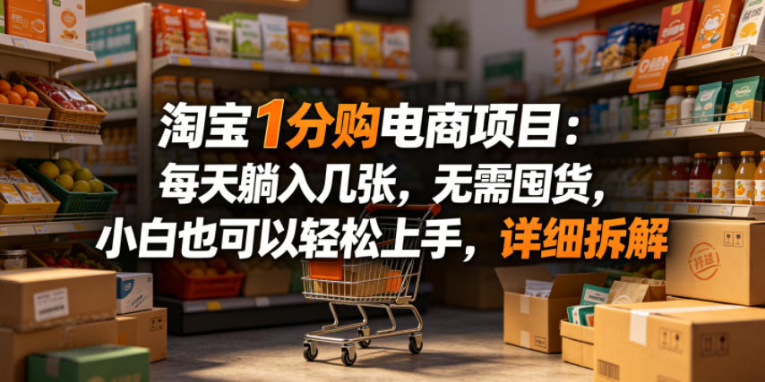 淘宝1分购电商项目：每天躺入几张，无需囤货，小白也可以轻松上手，详细拆解-快名资源网