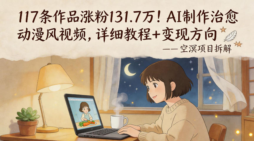 117条作品涨粉131.7W！AI制作治愈动漫风视频，详细教程+变现方向-快名资源网