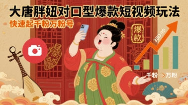 大唐胖妞对口型爆款短视频玩法，快速起千粉万粉号-快名资源网
