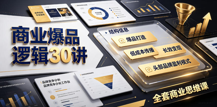 商业爆品逻辑30讲｜拆解各行各业头部品牌盈利模式，吃透爆品打造、低成本传播、长效变现全套商业思维课-青虫资源网