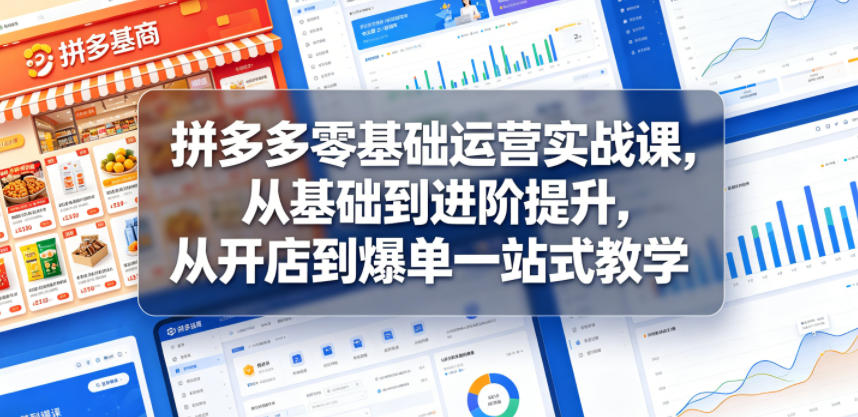 拼多多零基础运营实战课，从基础到进阶提升，从开店到爆单一站式教学-快名资源网