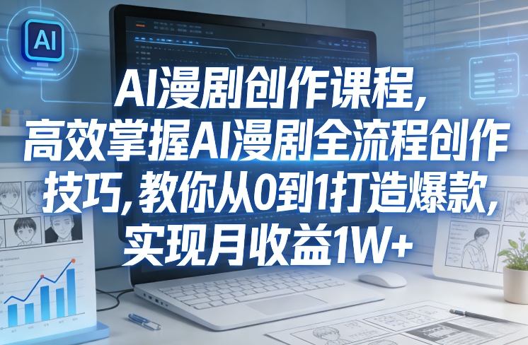 某社群AI漫剧创作课程，高效掌握AI漫剧全流程创作技巧，教你从0到1打造爆款，实现月收益1W+-快名资源网