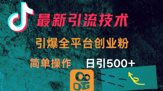 最新引流方法，引爆全平台的一个创业粉，简单操作日引300+-快名资源网