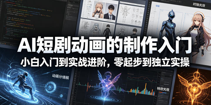 AI短剧动画的制作入门，小白入门到实战进阶，零起步到独立实操-快名资源网