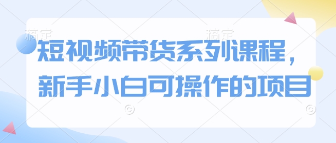 短视频带货系列课程，新手小白可操作的项目-快名资源网