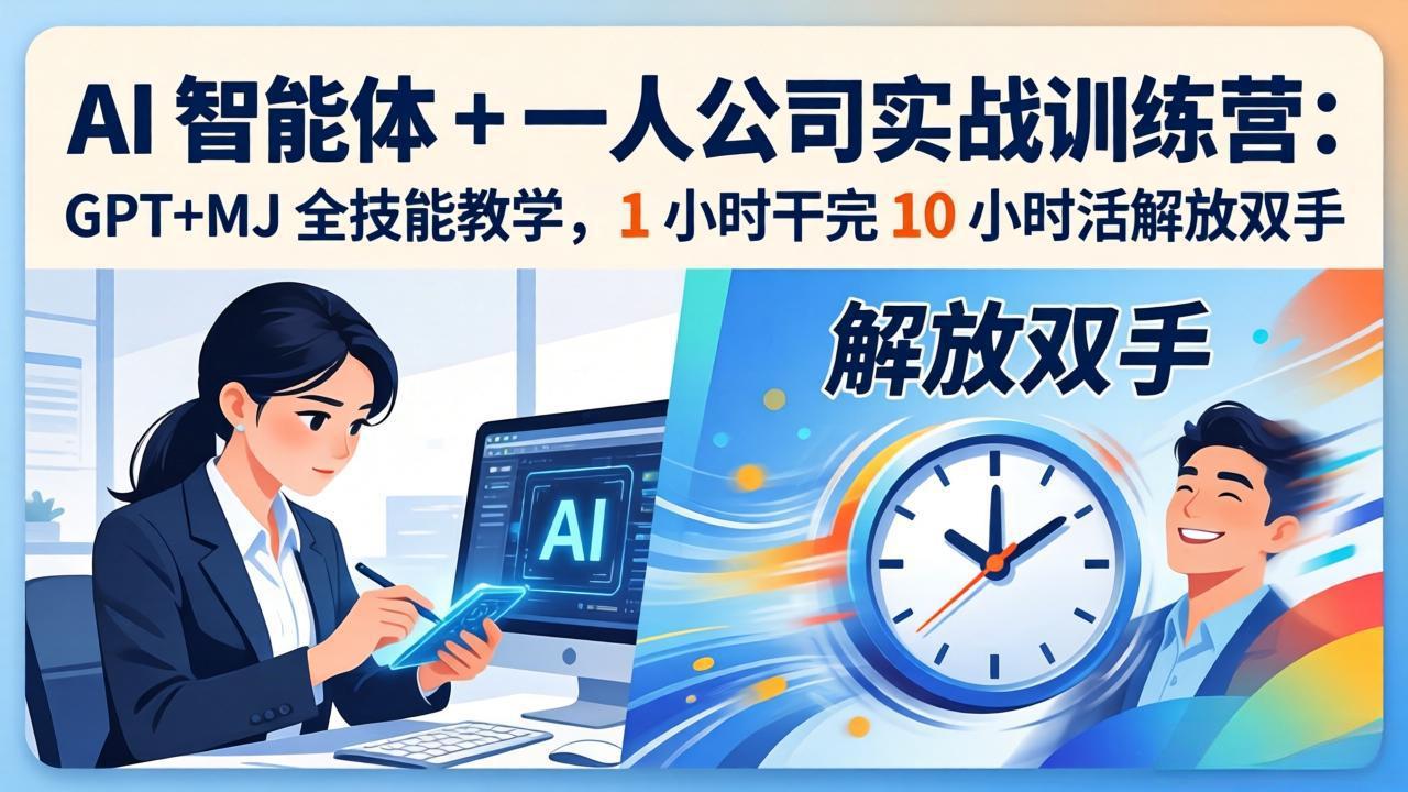 AI 智能体 + 一人公司实战训练营：GPT+MJ 全技能教学，1 小时干完 10 小时活解放双手-快名资源网