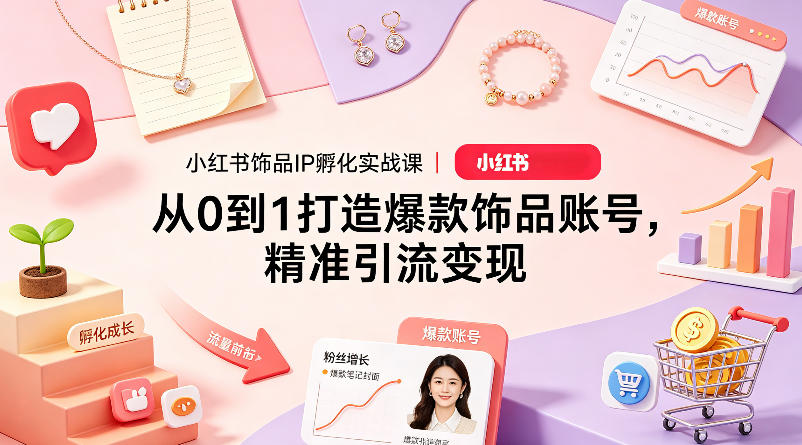小红书饰品IP孵化实战课｜从0到1打造爆款饰品账号，精准引流变现-快名资源网