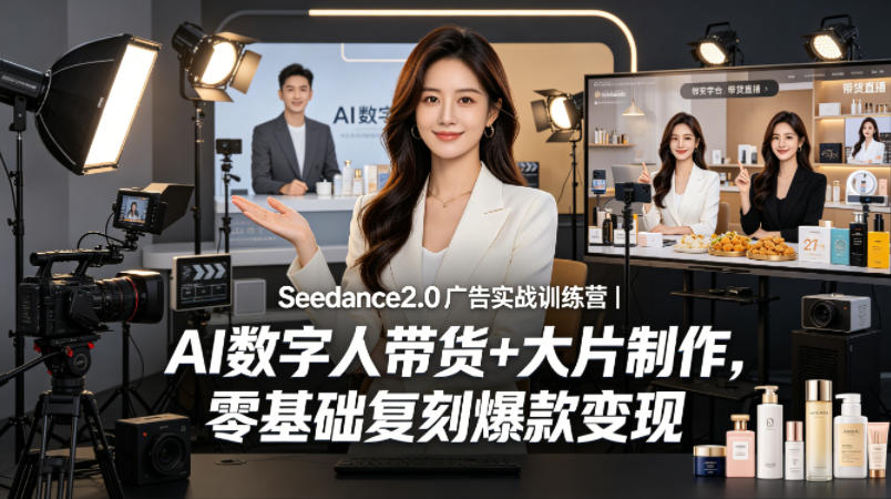 Seedance2.0广告实战训练营｜AI数字人带货+大片制作，零基础复刻爆款变现-青虫资源网