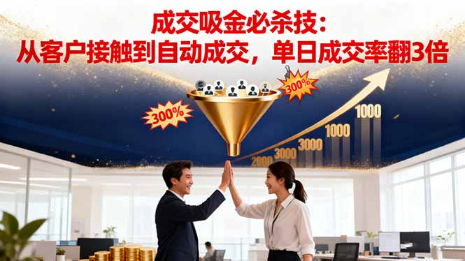 吸金成交营销必杀技：从客户接触到自动成交，单日成交率翻3倍-快名资源网