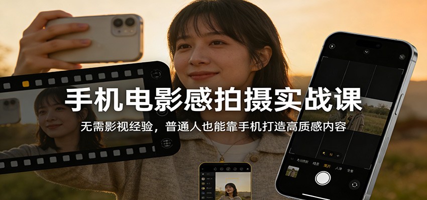 手机电影感拍摄实战课：无需影视经验，普通人也能靠手机打造高质感内容-快名资源网