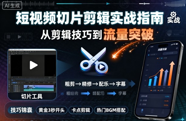 短视频切片剪辑实战指南，从剪辑技巧到流量突破-青虫资源网
