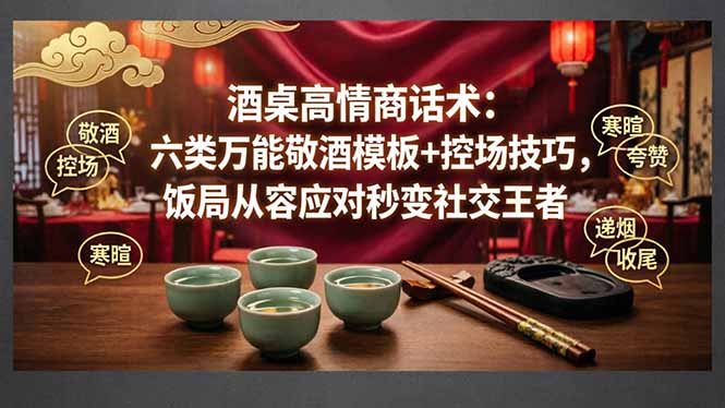 付费文章：酒桌高情商话术：六类万能敬酒模板+控场技巧，饭局从容应对秒变社交王者-快名资源网