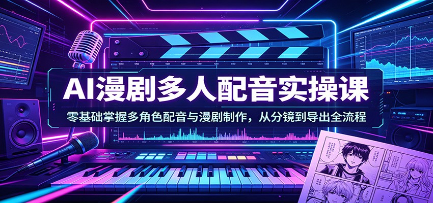 AI漫剧多人配音实操课：零基础掌握多角色配音与漫剧制作，从分镜到导出全流程-快名资源网
