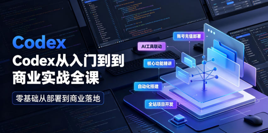 Codex从入门到商业实战全课｜账号充值部署、AI工具联动、核心功能精讲、自动化搭建、全站项目开发零基础教程-青虫资源网