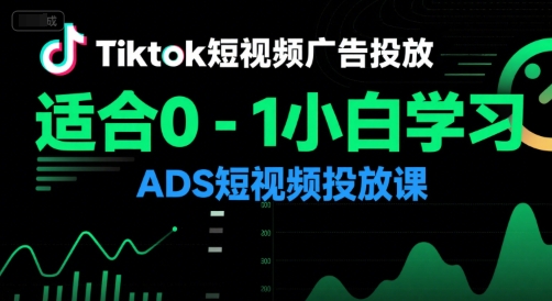 Tiktok短视频广告投放，适合0-1小白学习ADS短视频投放课-快名资源网
