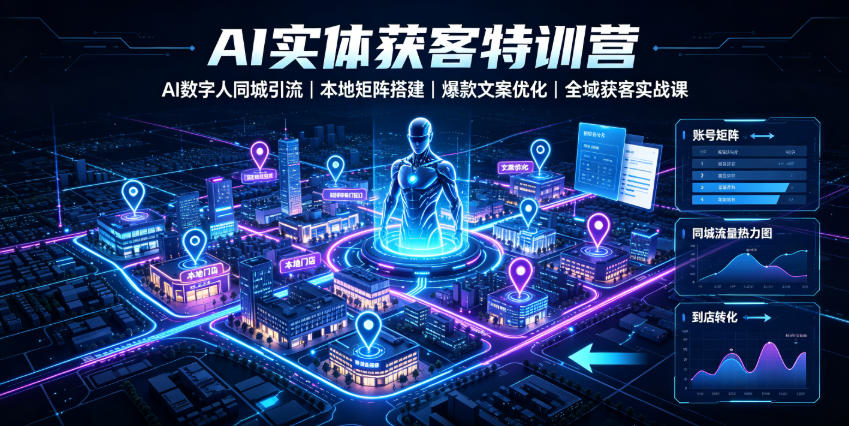AI实体获客特训营｜AI数字人同城引流、本地矩阵搭建、爆款文案优化全域获客实战课-青虫资源网