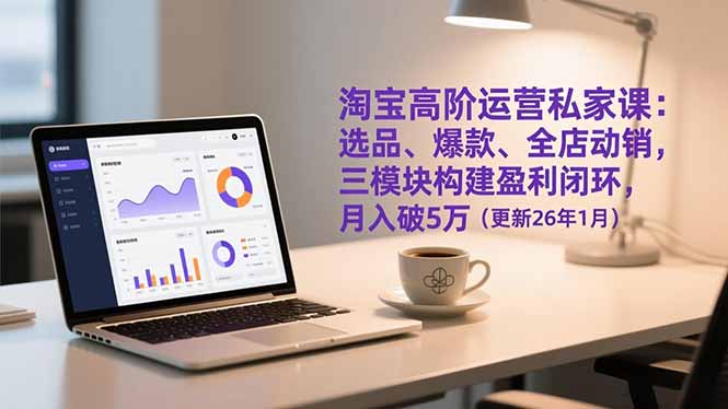 淘宝高阶运营私家课：选品、爆款、全店动销，三模块构建盈利闭环，月入破5万(更新26年1月-快名资源网