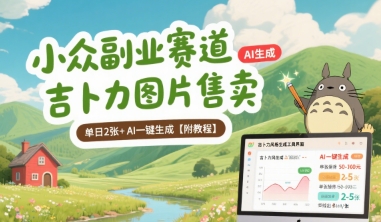 小众副业赛道 吉卜力图片售卖 单日2张+ AI一键生成【附教程】-快名资源网