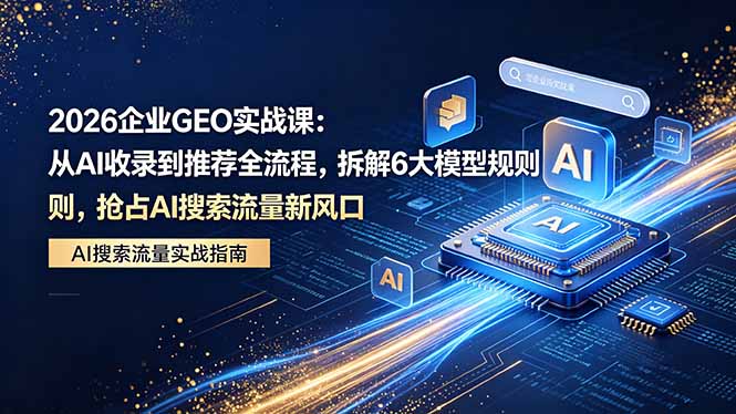 2026 企业GEO实战课：从AI收录到推荐全流程，拆解6大模型规则，抢占 AI 搜索流量新风口-快名资源网
