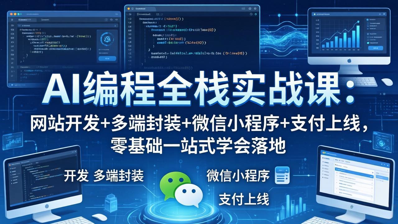 AI编程全栈实战课：网站开发+多端封装+微信小程序+支付上线，零基础一站式学会落地-快名资源网